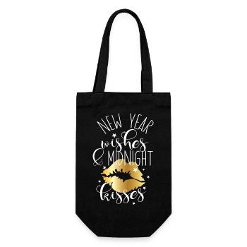New Year Wishes and Midnight Kisses – New Year's Eve - Gift Bag for Bottles - black - Front