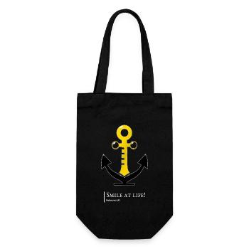 Smiling anchor, humor, personal development - Gift Bag for Bottles - black - Front