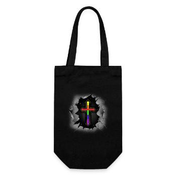 Kreuz Kreuze Kruzifix LGBT Gay Pride Regenbogen - Geschenkbeutel für Flaschen - Schwarz - Vorne