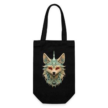 Mystischer Fuchs mit stechend roten Augen. - Geschenkbeutel für Flaschen - Schwarz - Vorne