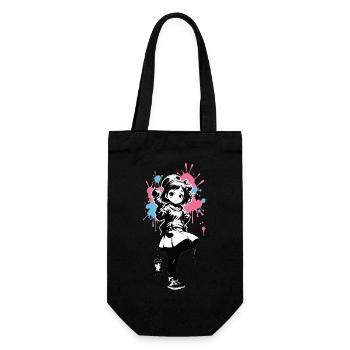 Street Art Girl 4534924 - Gift Bag for Bottles - black - Front