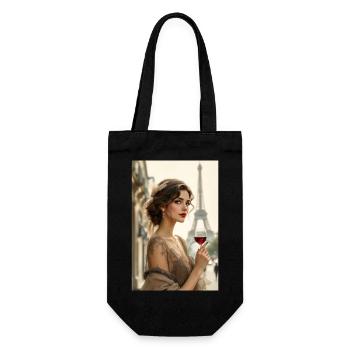 Pariser Elegance – Romantischer Genuss - Geschenkbeutel für Flaschen - Schwarz - Vorne