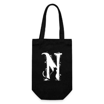 Lettre N avec chat - Sac à bouteille - noir - Devant