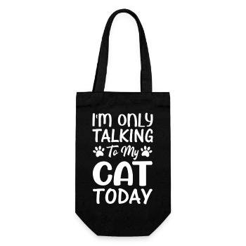 Lustiges Katzenliebhaber Spruchmotiv - Geschenkbeutel für Flaschen - Schwarz - Vorne