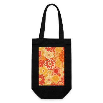 Vintage Blumenmuster - Geschenkbeutel für Flaschen - Schwarz - Vorne