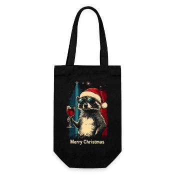 Vin de Noël raton laveur - Sac à bouteille - noir - Devant