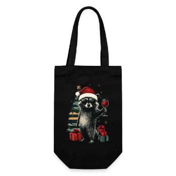 Vin rouge de Noël raton laveur - Sac à bouteille - noir - Devant