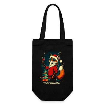 Weihnachten Wein Fuchs - Geschenkbeutel für Flaschen - Schwarz - Vorne