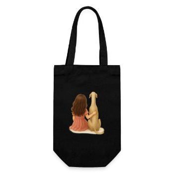 Little Girl with Greyhound Watercolor - Gift Bag for Bottles - black - Front