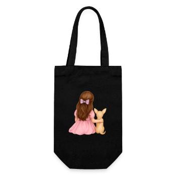 Little brunette girl with chihuah - Gift Bag for Bottles - black - Front