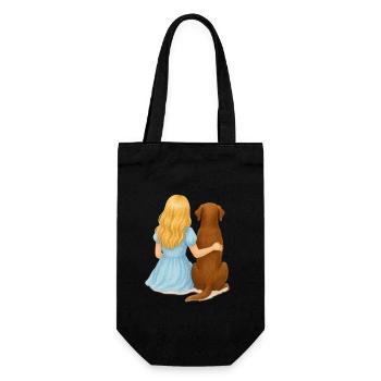 Blonde Frau mit Labrador - Geschenkbeutel für Flaschen - Schwarz - Vorne