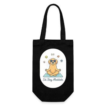 Zen Golden Retriever: Der flauschige Lebenscoach - Geschenkbeutel für Flaschen - Schwarz - Vorne