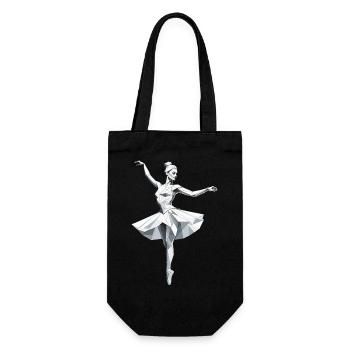 Low Poly Ballerina - Ballett Design - Geschenkbeutel für Flaschen - Schwarz - Vorne