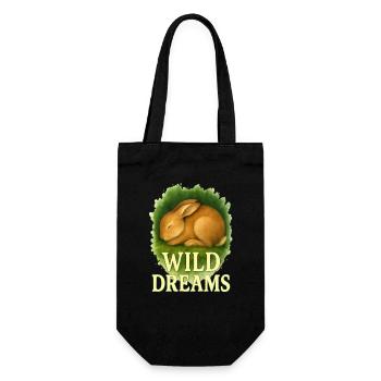 Wild Dreams – Sleeping Rabbit Watercolor Motif - Gift Bag for Bottles - black - Front