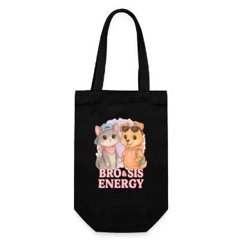 Bro & Sis Energy – Cool Sibling Cat Dog - Gift Bag for Bottles - black - Front