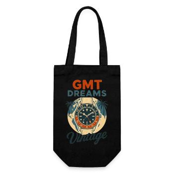 GMT Dreams für Fans von Uhren mit GMT Funktion - Geschenkbeutel für Flaschen - Schwarz - Vorne