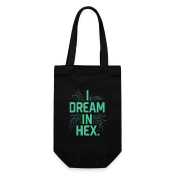 I Dream in Hex – Nerdy Coder T-Shirt für Entwickler - Geschenkbeutel für Flaschen - Schwarz - Vorne