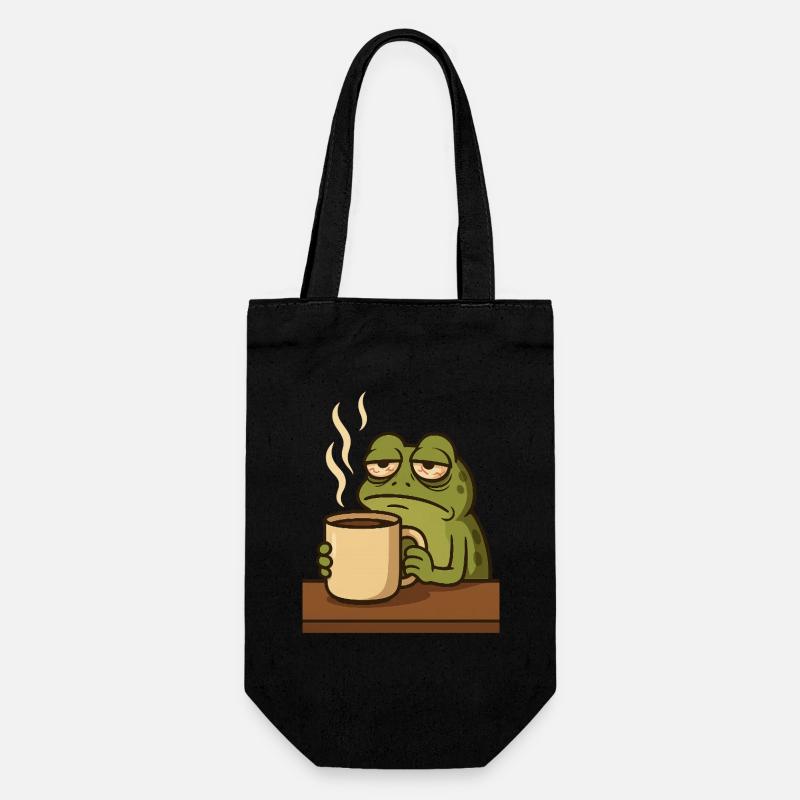 Frog with Coffee - Gift Bag for Bottles - black