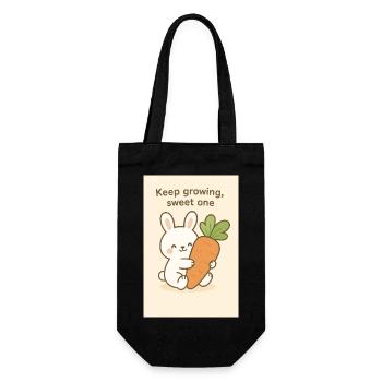Kawaii Hase mit Riesenkarotte - Geschenkbeutel für Flaschen - Schwarz - Vorne