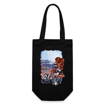 Ich will Meer – maritimes Mädchen Design - Geschenkbeutel für Flaschen - Schwarz - Vorne
