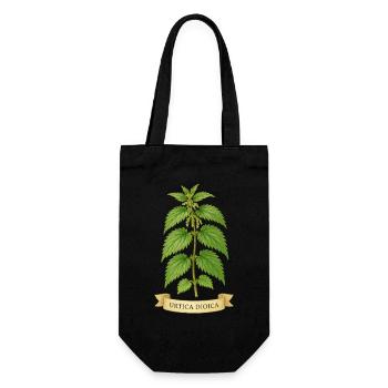 Brennnessel – Urtica dioica | Wild & wohltuend - Geschenkbeutel für Flaschen - Schwarz - Vorne