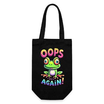 Bunter Frosch mit optimistischer Botschaft - Geschenkbeutel für Flaschen - Schwarz - Vorne