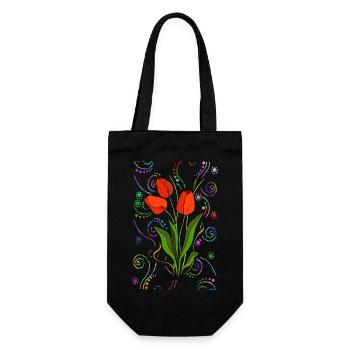 Flowers - Gift Bag for Bottles - black - Front