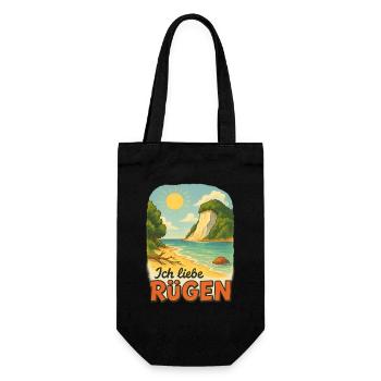 Ich liebe Rügen - Geschenkbeutel für Flaschen - Schwarz - Vorne