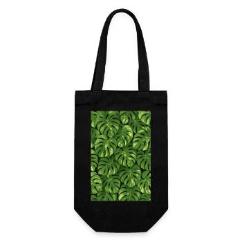 Monstera - Geschenkbeutel für Flaschen - Schwarz - Vorne