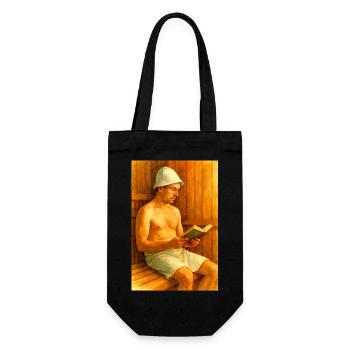 Reading in the sauna - Gift Bag for Bottles - black - Front