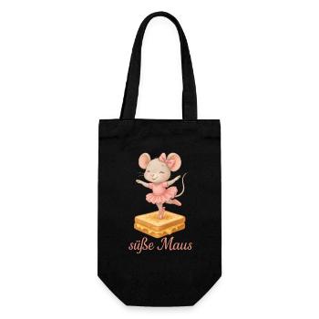 Cute ballerina mouse on cheese sandwich - Gift Bag for Bottles - black - Front
