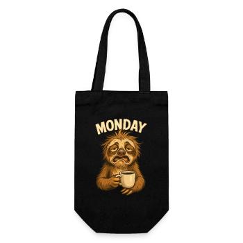 Tired Sloth with Coffee – Monday Mood. - Gift Bag for Bottles - black - Front