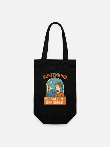 Kuestenkind- mit Salz in der Seele - Geschenkbeutel für Flaschen - Schwarz