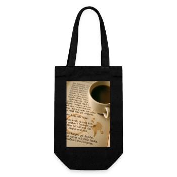 Buch und Kaffee - Geschenkbeutel für Flaschen - Schwarz - Vorne