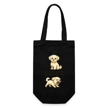 Ich vs. Ich bei Hundebegegnung - Geschenkbeutel für Flaschen - Schwarz - Vorne