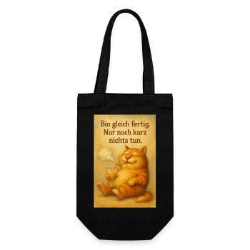 Katze mit Cocktail - Geschenkbeutel für Flaschen - Schwarz - Vorne