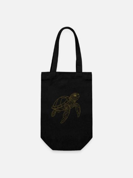 Simple Filigree Turtle - Gift Bag for Bottles - black