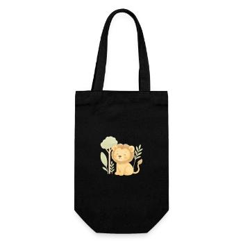 süßes Löwenmotiv/ Löwe / Dschungel - Geschenkbeutel für Flaschen - Schwarz - Vorne