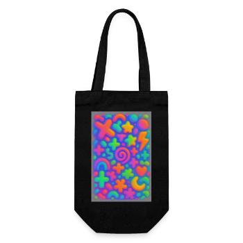 Neon Overload – Überlappende 3D Pop-Art Explosion - Geschenkbeutel für Flaschen - Schwarz - Vorne