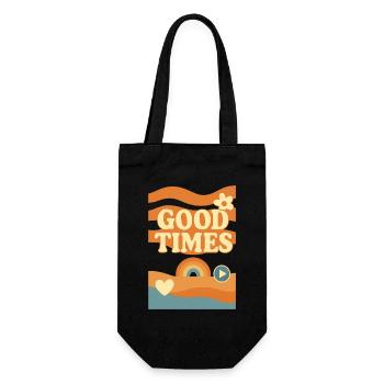 Good Times – Retro Design with Rainbow and Flowers - Gift Bag for Bottles - black - Front
