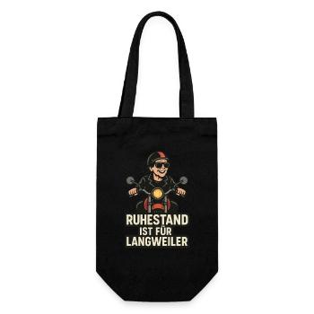 Motorrad Oma Shirt – Ruhestand ist für Weicheier - Geschenkbeutel für Flaschen - Schwarz - Vorne