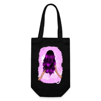 Beauté aux longs cheveux violets - Sac à bouteille - noir - Devant