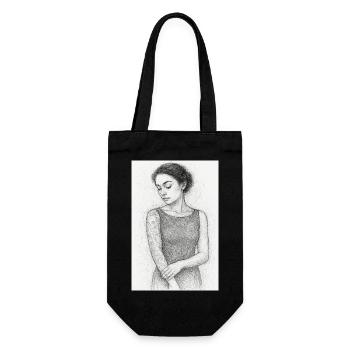 Femme noir et blanc robe omikly croquis tatouage - Sac à bouteille - noir - Devant