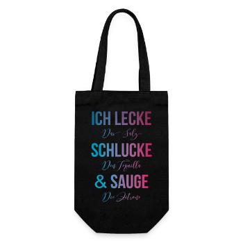 Tequila lecken schlucken saugen - Geschenkbeutel für Flaschen - Schwarz - Vorne