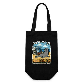 Norddeich - Geschenkbeutel für Flaschen - Schwarz - Vorne