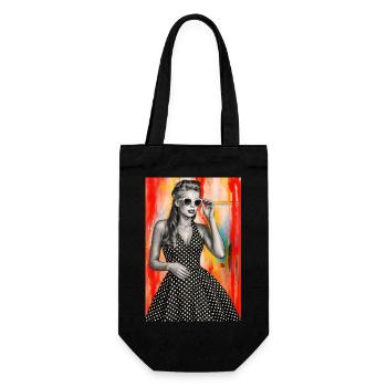 Glamouröse Frau Lünette Kleid Polka Dots Omikly Kunst Kino - Geschenkbeutel für Flaschen - Schwarz - Vorne