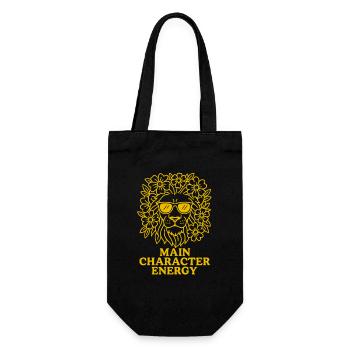 Main Character Energy - Löwe Sternzeichen Design - Geschenkbeutel für Flaschen - Schwarz - Vorne