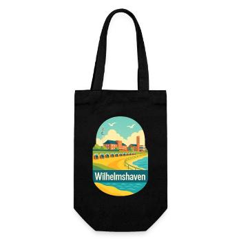 Wilhelmshaven - Geschenkbeutel für Flaschen - Schwarz - Vorne