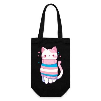 Transgender Katze Trans Kawaii LGBTQ+ Pride - Geschenkbeutel für Flaschen - Schwarz - Vorne
