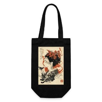 Floral Geisha Ink Art - Gift Bag for Bottles - black - Front